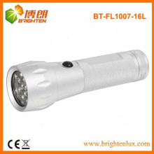 Factory Supply EDC Silver Color Bright Aluminium 16 led Torch pas cher